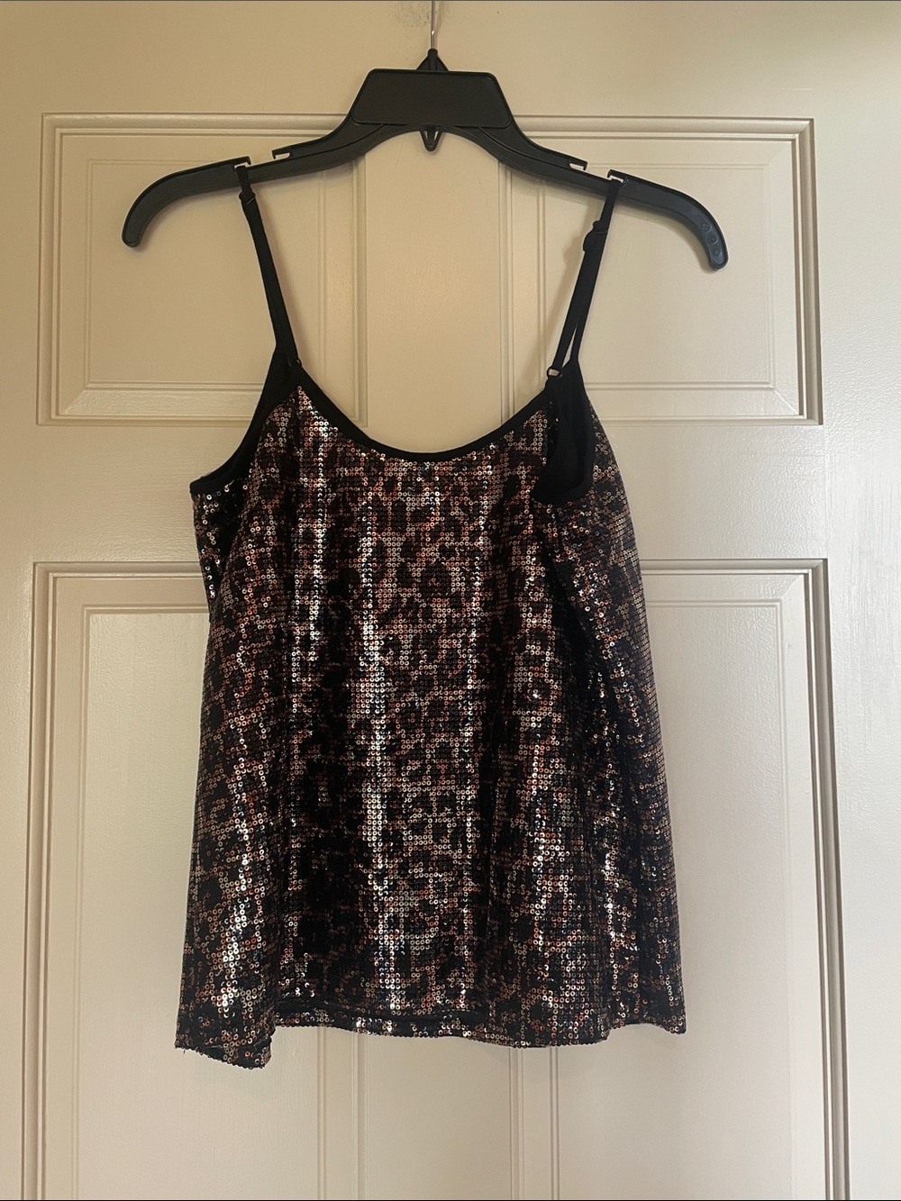 DREW Black & Bronze Sequin Leopard-Print Cami - Picture 2 of 2
